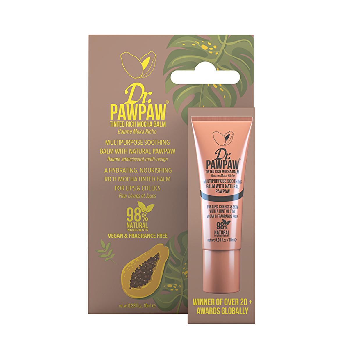 Dr. Pawpaw Tinted Rich Mocha Balm 10 ml - Natural Moisturizing Lip Care with 98% Natural Ingredients