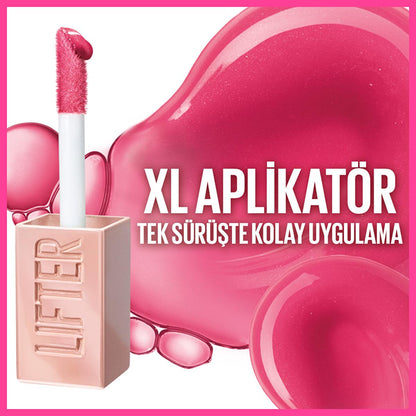Maybelline Lifter Gloss Moisturizing Lip Gloss with Hyaluronic Acid - Non-Sticky, Lifting Effect, 025 Taffy