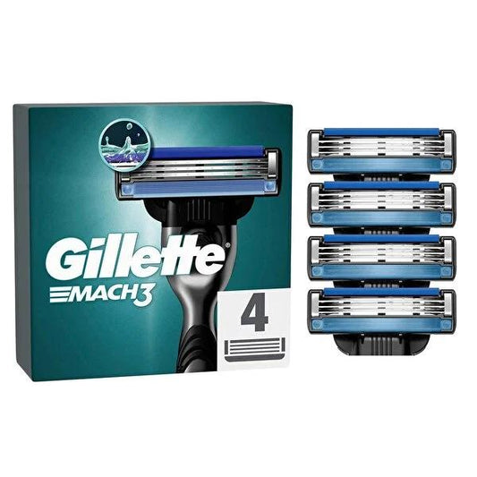 Gillette Mach3 Razor Blade Refills for Men - 4 Count, Longer Lasting Sharpness, Compatible with Mach3 Razors