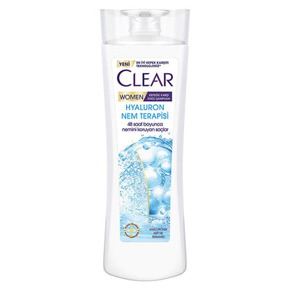 Clear Women Hyaluron Moisture Therapy Anti-Dandruff Shampoo - 48H Hydration, Dry Scalp Treatment, Volumizing