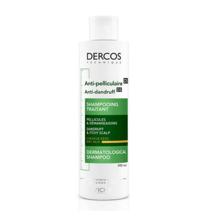 Vichy Dercos Anti-Dandruff Shampoo for Dry Hair - Salicylic Acid, Paraben-Free - Soothes Itching Scalp & Eliminates Flakes