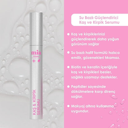 Mia Klinika Eyelash and Eyebrow Serum - Strengthen and Enhance with Collagen, Keratin, Biotin - 6.5ml