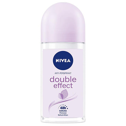 Nivea Double Effect Women's Deodorant Roll-On - 48-Hour Anti-Perspirant Protection, Alcohol-Free, Natural Avocado Extracts
