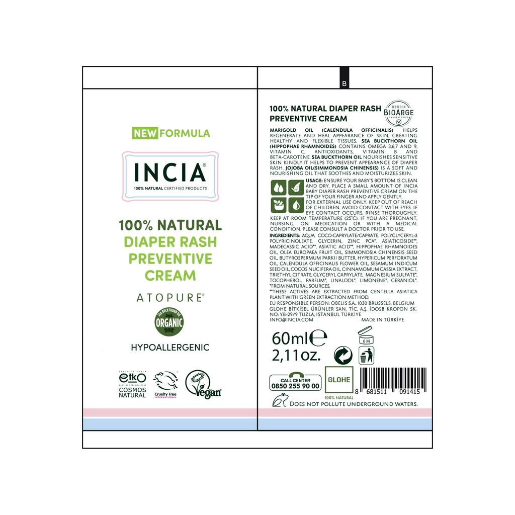 Incia Natural Baby Diaper Gel Cream for Sensitive Skin 60 ml