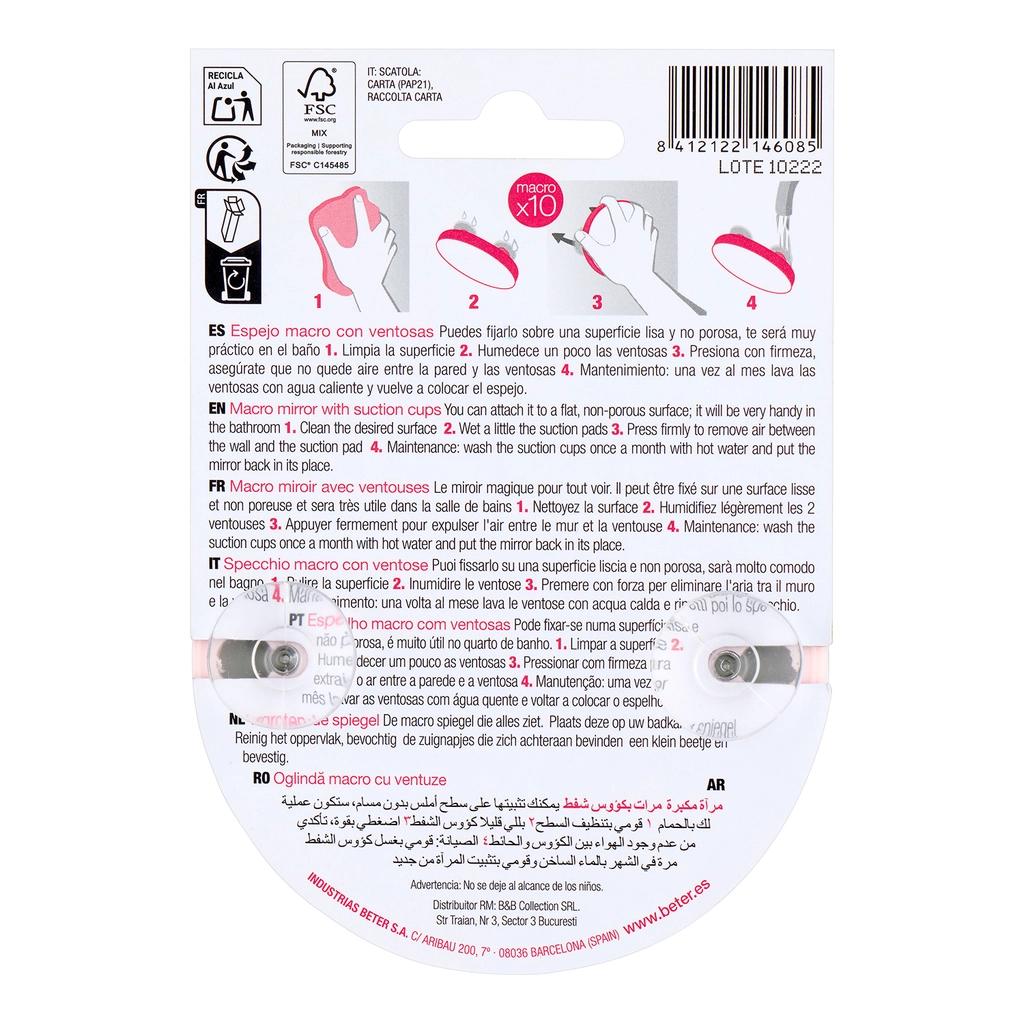 Beter 10x Magnifying Suction Cup Mirror for Precise Grooming