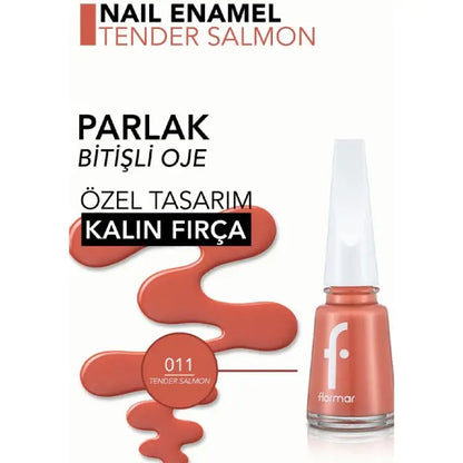 Flormar Nail Enamel Glossy Nail Polish in 011 Tender Salmon