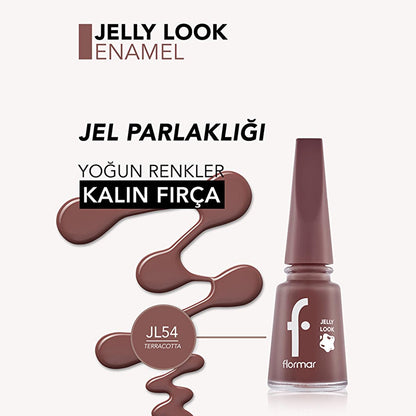 Flormar Jelly Look Terracotta Nail Polish: High Pigment, Gel Effect, Long Lasting, Salon Quality Glossy Finish - Orange Brown
