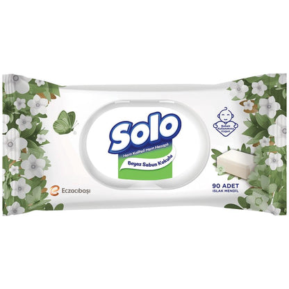 Solo White Soap Scented Wet Wipes for Fresh Cleansing 90 Count