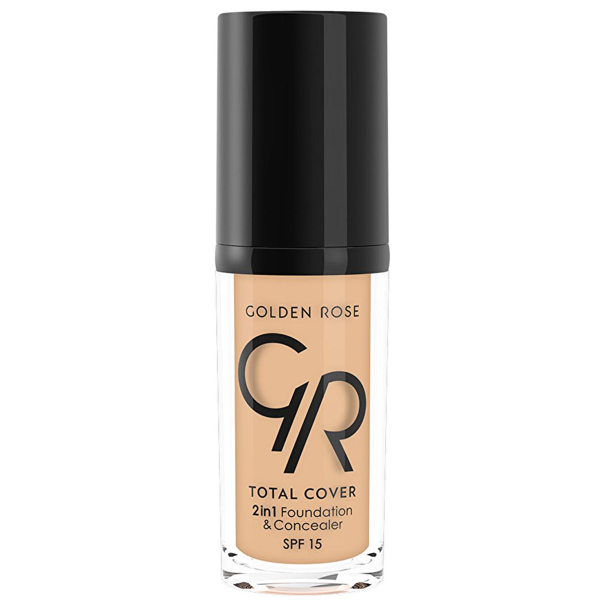 Golden Rose 2-in-1 Foundation & Concealer - High Coverage, Oil-Free Makeup with Vitamin E & SPF 15