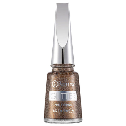 Flormar Glitter Semi-Transparent Nail Polish GL40 Golden Orchid - Long-Lasting Glitter Nail Polish