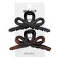 Eklips Bow Hair Clip Set in Black & Brown 2-Pack