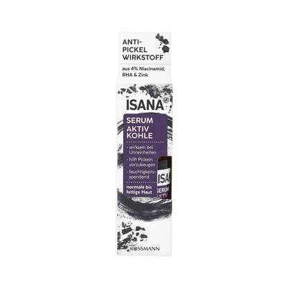 Isana Active Charcoal Face Serum for Clear Skin 30 ml