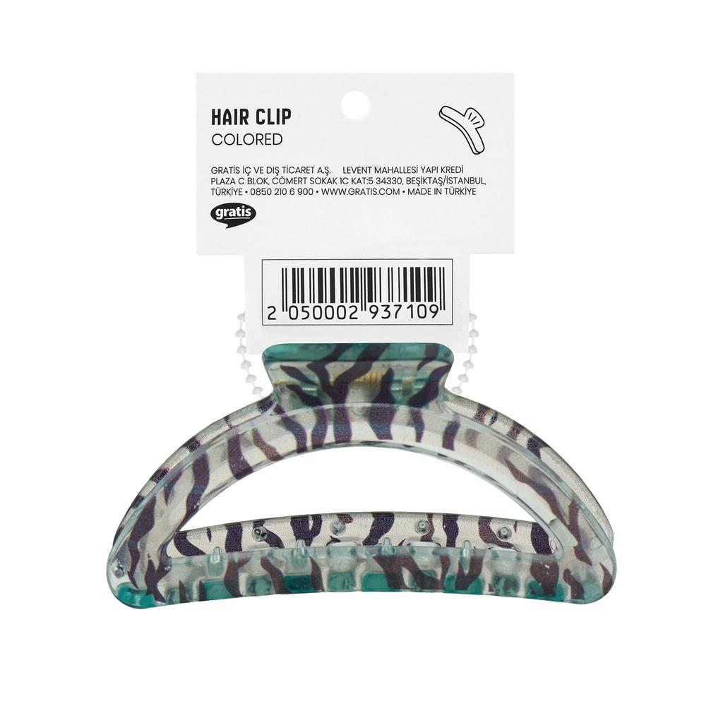 Eklips Zebra Oval Claw Clip in Green for Secure Hold