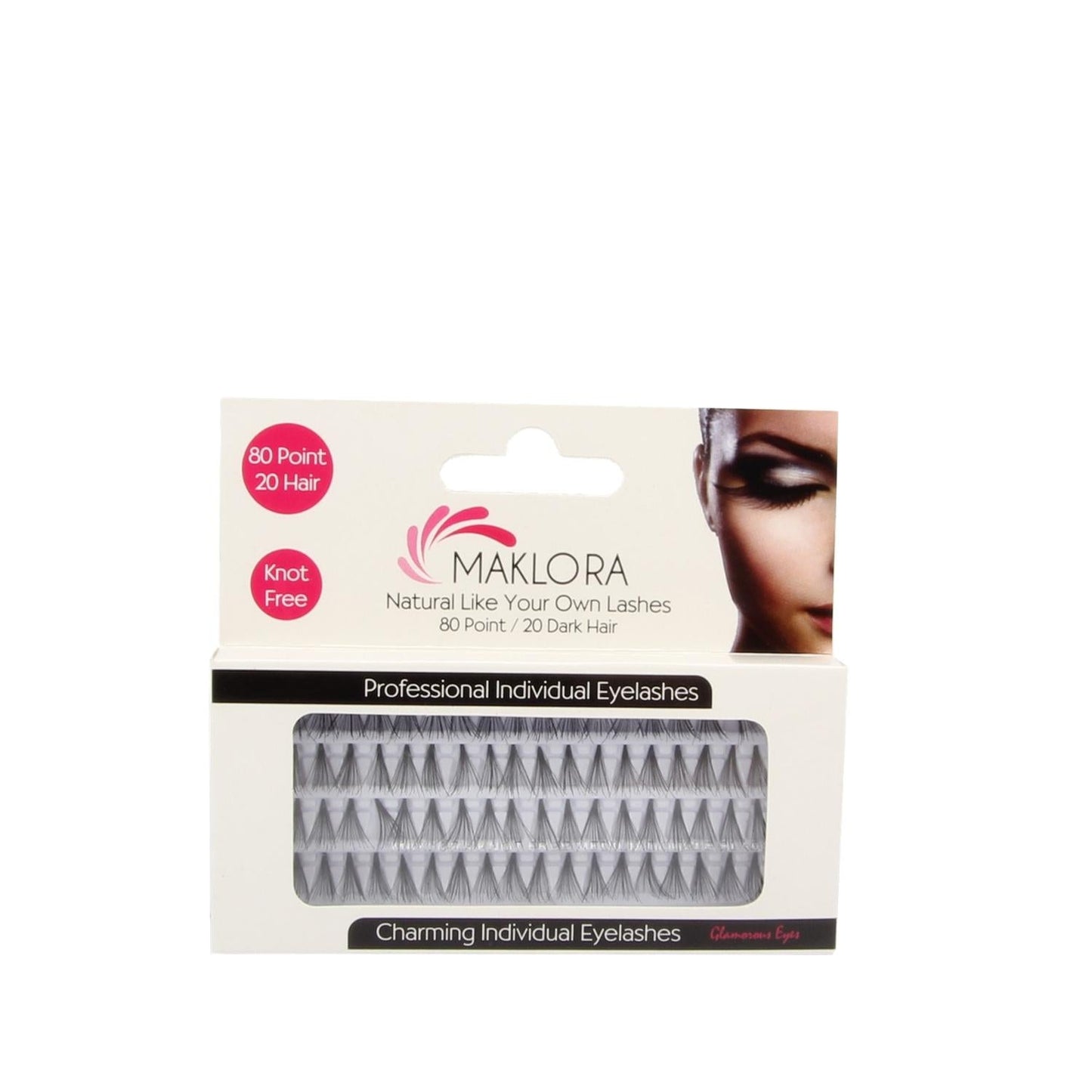 Maklora Natural Knot Free Dark Hair False Eyelashes - 80 Individual Lashes for Natural Look