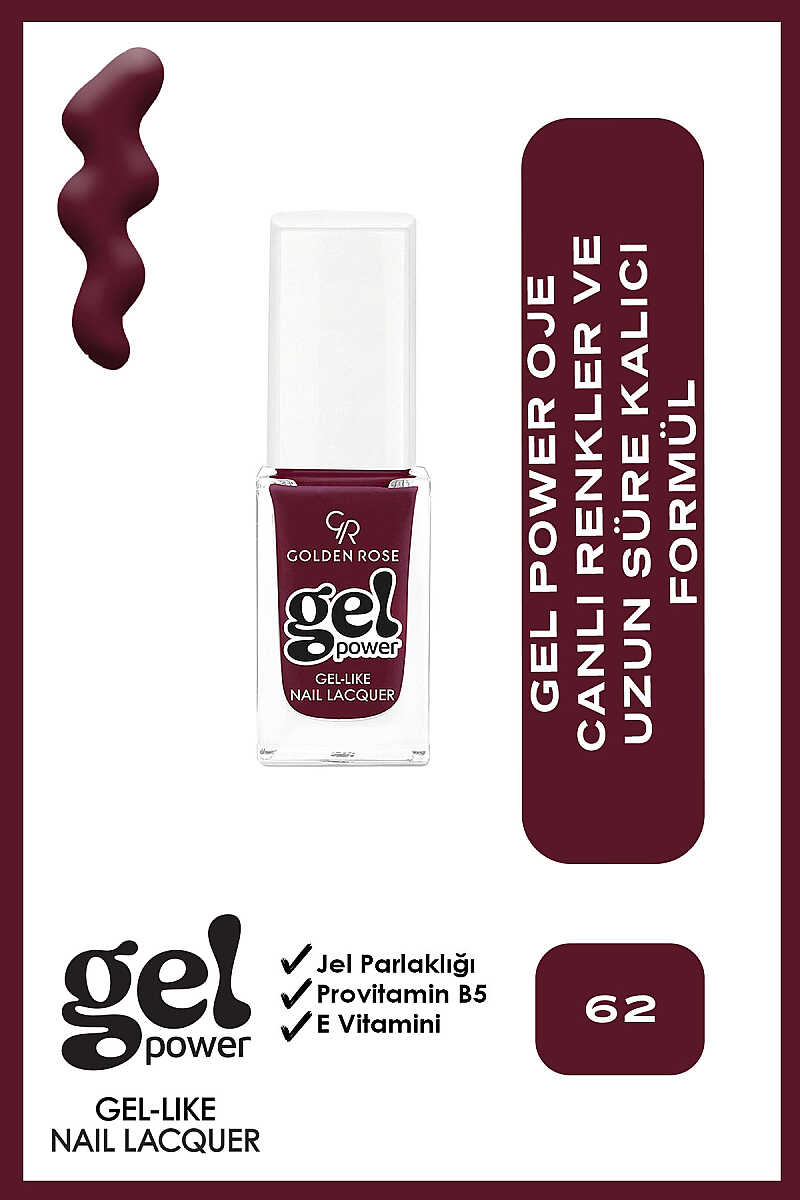 Golden Rose Gel Power Gel-Like Nail Color No:62 10.2ml