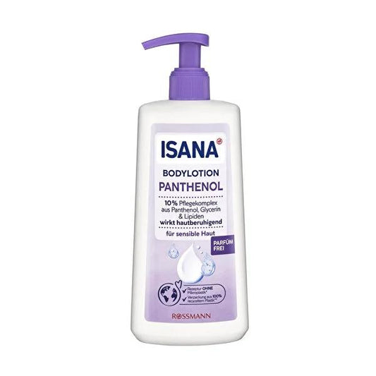 Isana Body Lotion with Panthenol and Glycerin - Moisturizing, Vegan, Eco-Friendly Packaging