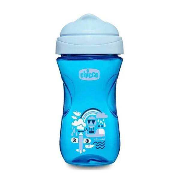 Chicco Baby Cup 12 Months+ - 266ml Blue Airplane Design, Spill-Proof Toddler Drinking Cup for Infants