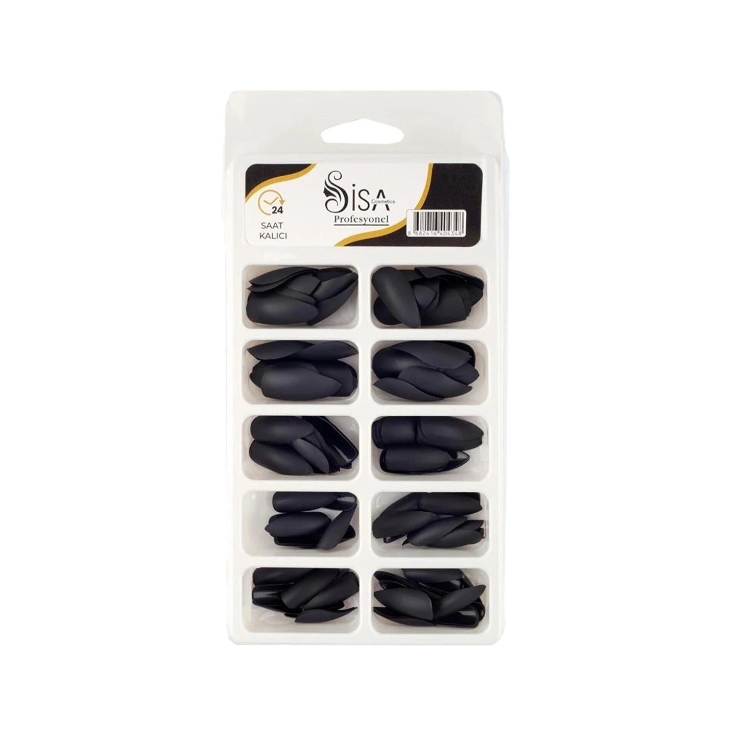 SISA Professional Plastic Artificial Nails - Black, Durable & Easy to Apply