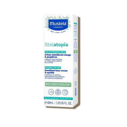 Mustela Stelatopia Emollient Face Cream for Babies - Natural, Fragrance-Free, Moisturizing Baby Skincare