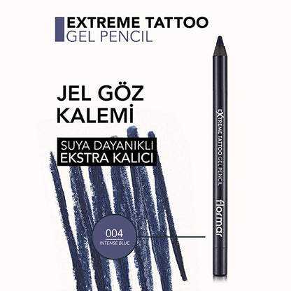 Flormar Extreme Tattoo Waterproof Gel Eyeliner - Long Lasting, Smudge Proof Eye Makeup - Intense Blue