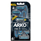 Arko Men Pro 3: Superior Three Blade Razor Blades for Men - Anti-Clog, Lubricating, and Durable Shaving Supplies (6-Count)