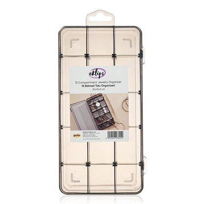 Eklips 15-Compartment Makeup Organizer for Vanity Storage