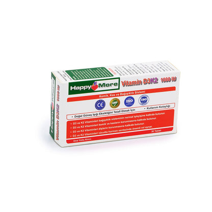 Happymore Vitamin D3 & K2 Daily Supplement - 30 Tablets