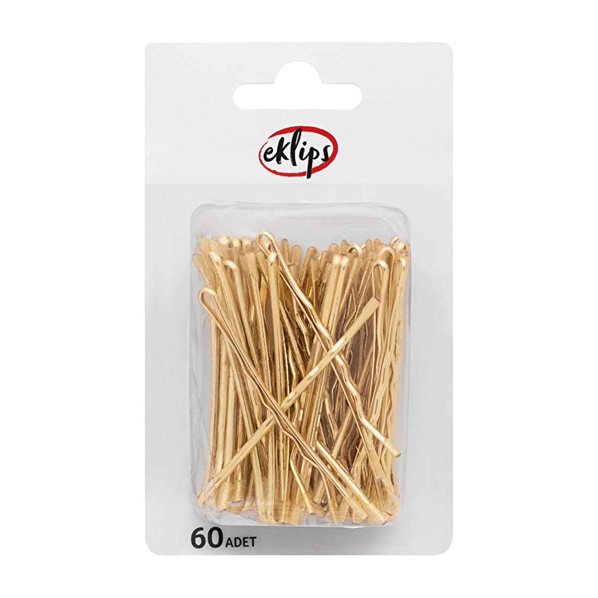 Eklips Gold Hair Clips: 60-Piece Set for Secure & Elegant Hair Styling - Golden Bobby Pins, Metal Hair Accessories