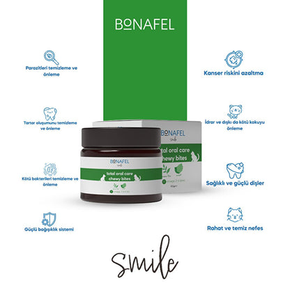 Bonafel Pet Dental Chews for Cats and Dogs - Natural Oral Health Supplement with Green Tea, Mint, and Omega 3-6