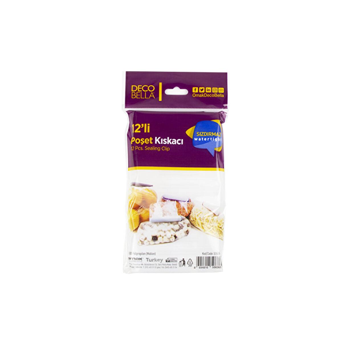 Decobella BPA-Free Plastic Bag Clips for Kitchen Storage - 12 Pack, High-Quality Polypropylene, Easy to Use, Prevents Spillage