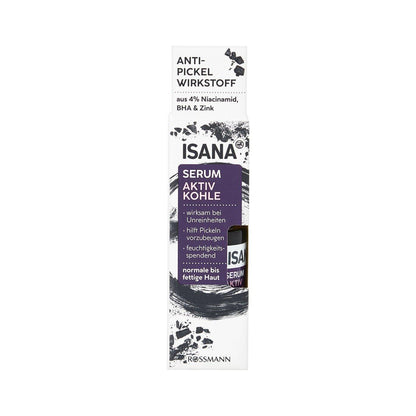 Isana Active Charcoal Face Serum for Clear Skin 30 ml