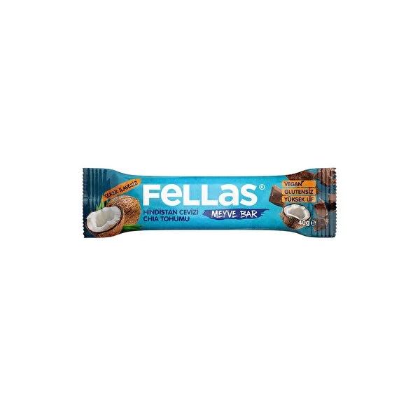 Fellas Fruit & Nut Bar: Chia & Coconut - Healthy Gluten-Free Snack, No Added Sugar, Natural Energy Boost, Diet-Friendly - 40g