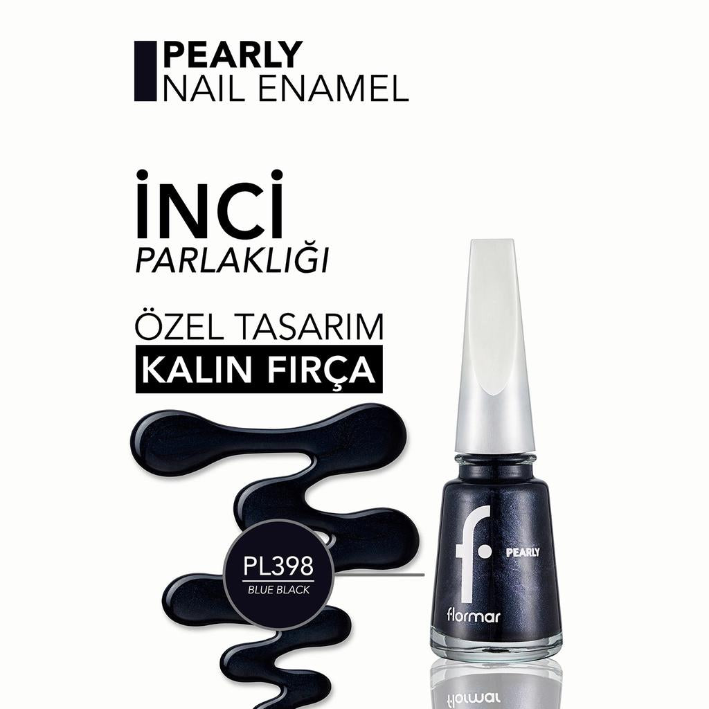 Flormar Pearly Semi-Sheer Shimmer Nail Polish 398 Blue Black 11ml