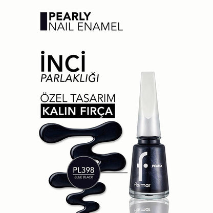Flormar Pearly Semi-Sheer Shimmer Nail Polish 398 Blue Black 11ml