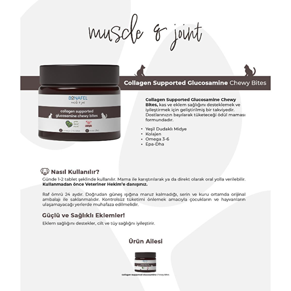 Bonafel Pet Supplement for Cats & Dogs - Glucosamine & Spirulina Chewable Tablets for Joint Health