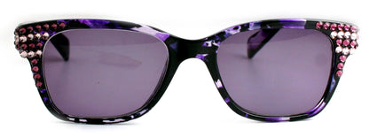 Oasis, (Bling) Sun Readers  W (Amethyst, L. Amethyst) Genuine European Crystals (Fully Magnified) (Purple) Tortoiseshell NY Fifth Avenue