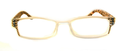 Xena, (Bling) Women Reading Glasses W (Light Colorado, Hematite) Genuine European Crystals (Frosted Clear, Brown Leopard) NY fifth avenue