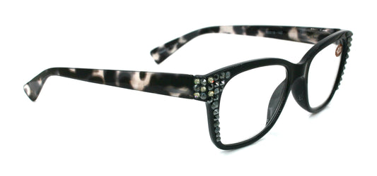 Madison Square, (Bling) Reading Glasses 4 Women W (Black Diamond, Hematite)Genuine European Crystals.+1.5..+3  NY Fifth Avenue (Wide frame)