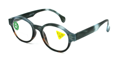 Citlalli, (Premium) Reading Glasses, Round Frame  +1.25 .. +3 Magnifying Eyeglasses (Marble Blue) Circle Style. NY Fifth Avenue
