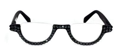 Half Moon, (Bling) Woman Reading Glasses Adorned W (Hematite) Genuine European Crystals Reader +1.25 +1.50... +4  Frame, NY Fifth Avenue.
