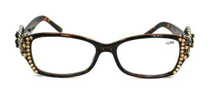 The Medallion, (Bling) Women Reading Glasses W (Hematite, L. Colorado) Genuine European Crystals (Tortoise Brown)  Concho. NY Fifth Avenue.