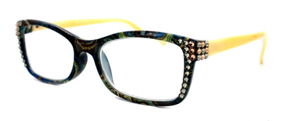 Frida, (Bling) Reading Glasses Women W (L. Colorado, Black Diamond)Genuine European Crystals. +1.25.. +4  Paisley, NY Fifth Avenue.