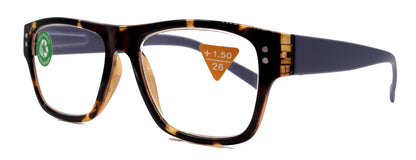 Brooklyn, (Premium) Reading Glasses, High End Reader +1.25...+3 Magnifying Eyeglasses(Tortoise Brown, Purple) Square Frame. NY Fifth Avenue