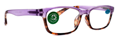 Desiree, (Premium) Reading Glasses High End Reader +1.25..+3 Magnifying Square Style (Purple Tortoise Brown) Optical Frame NY Fifth Avenue