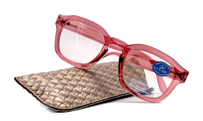 Apollo, (Blue Light Glasses) (Blue Light Blocker) Reduce Eyestrain, A/R Anti Glare. +1.25 +3.00, Large Square (Pink) NY Fifth Avenue.