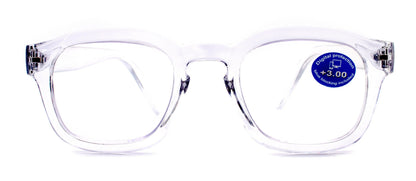 Apollo, (Blue Light Glasses) (Blue Blocker) Reduce Eyestrain, A/R Anti Glare. +1.25..+3.00 Large Square (Clear) NY Fifth Avenue.