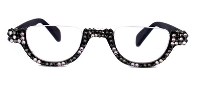 Half Moon, (Bling) Woman Reading Glasses Adorned W (Hematite, Clear, Black Diamond)  Genuine European Crystals  +1.25..+4, NY Fifth Avenue