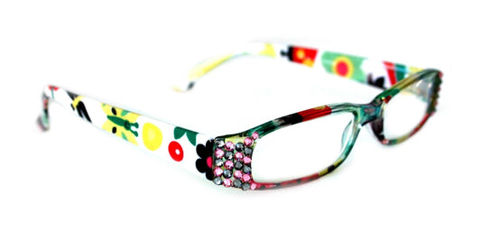 Elsa, (Bling) Reading Glasses for women  w (L. Rose, Black Diamond) Genuine European Crystals (White, yellow)   +1.50..+3 NY Fifth Avenue