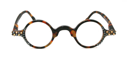 Picasso, (Bling) Women Reading Glasses W (Light Colorado, Cooper) Genuine European Crystals, Round  (Brown) Tortoiseshell. NY Fifth Avenue