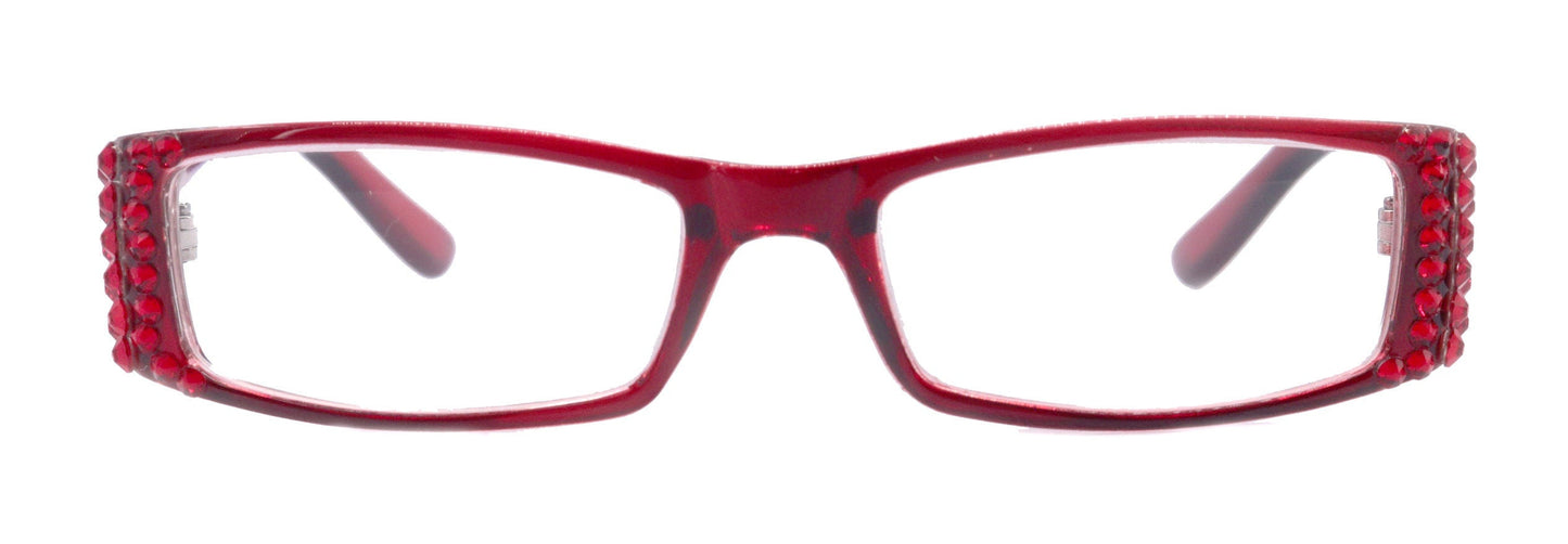 The French, (Bling) (Fleur De Lis) Women Reading Glasses W (L. Siam) European Crystals, Magnifying, Rectangular (Wine Red) NY Fifth Avenue